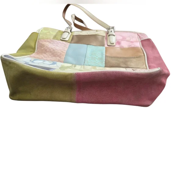 Coach Signature Colorful Patchwork Tote Bag Y2K Pastel - Picture 3 of 11